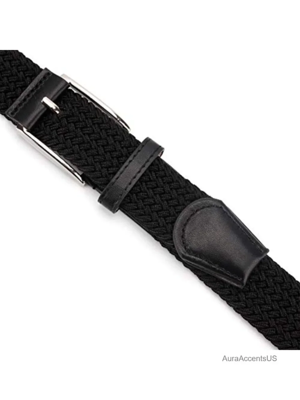 Stretch Woven Canvas Belts for Men Women 2 Pack Adjustable No Hole Braided Belt